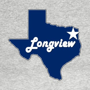 Longview Texas City Lone Star State Map Navy Blue T-Shirt